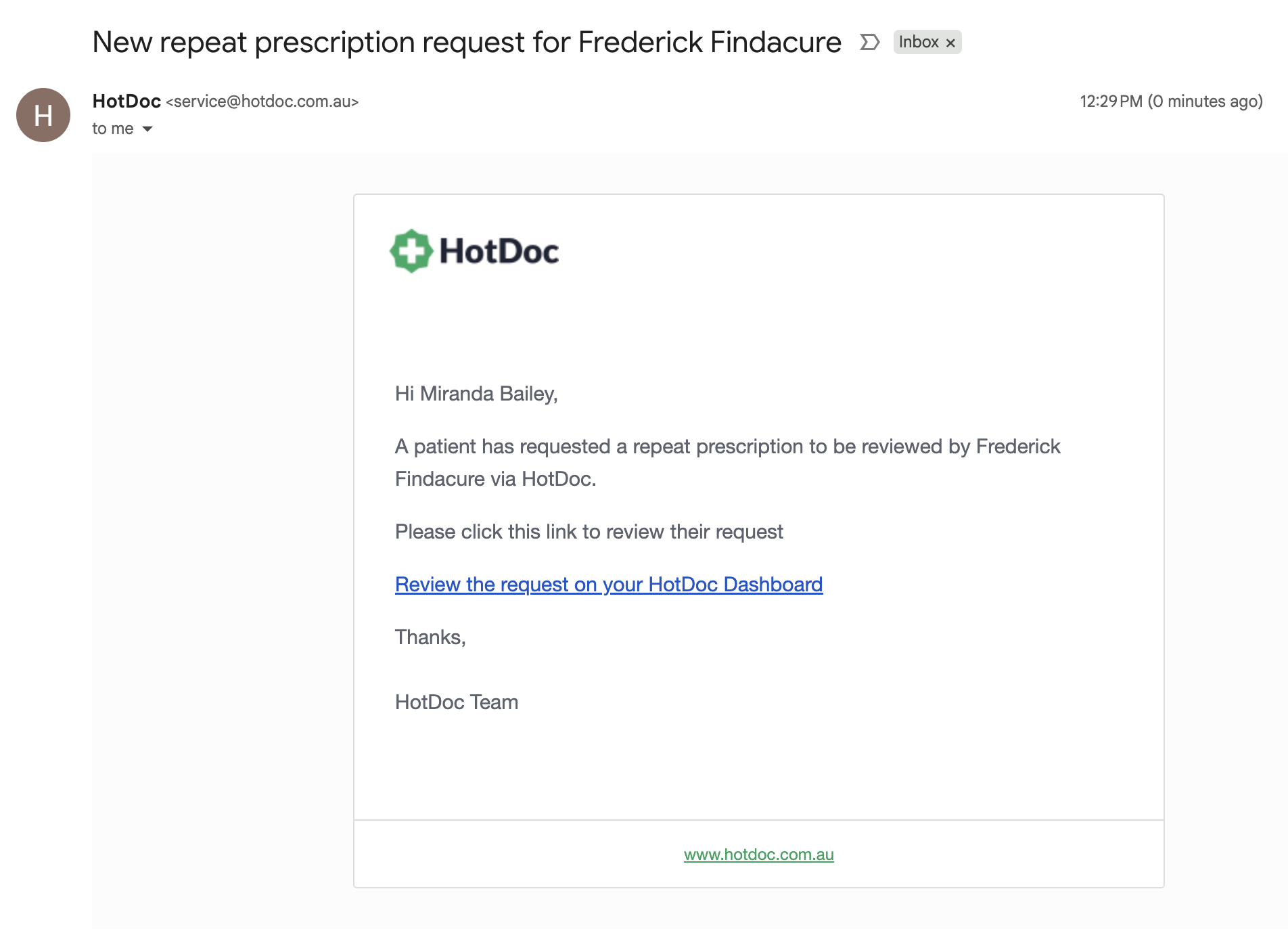 Monosnap New repeat prescription request for Frederick Findacure - training@hotdoc.com.au - HotDoc Mail 2025-07-29 12-29-36.png