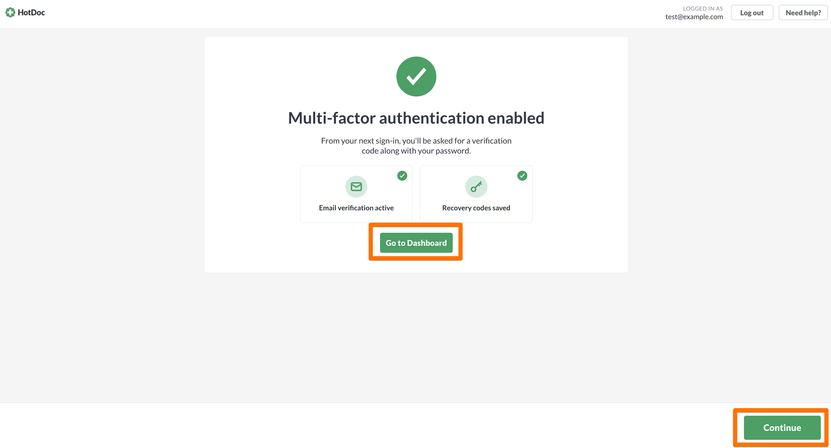 MFA enabled - email
