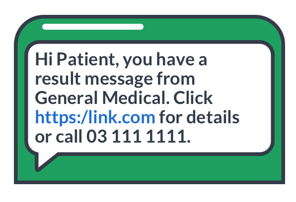 Illustration of a text message being sent to a patient's phone
