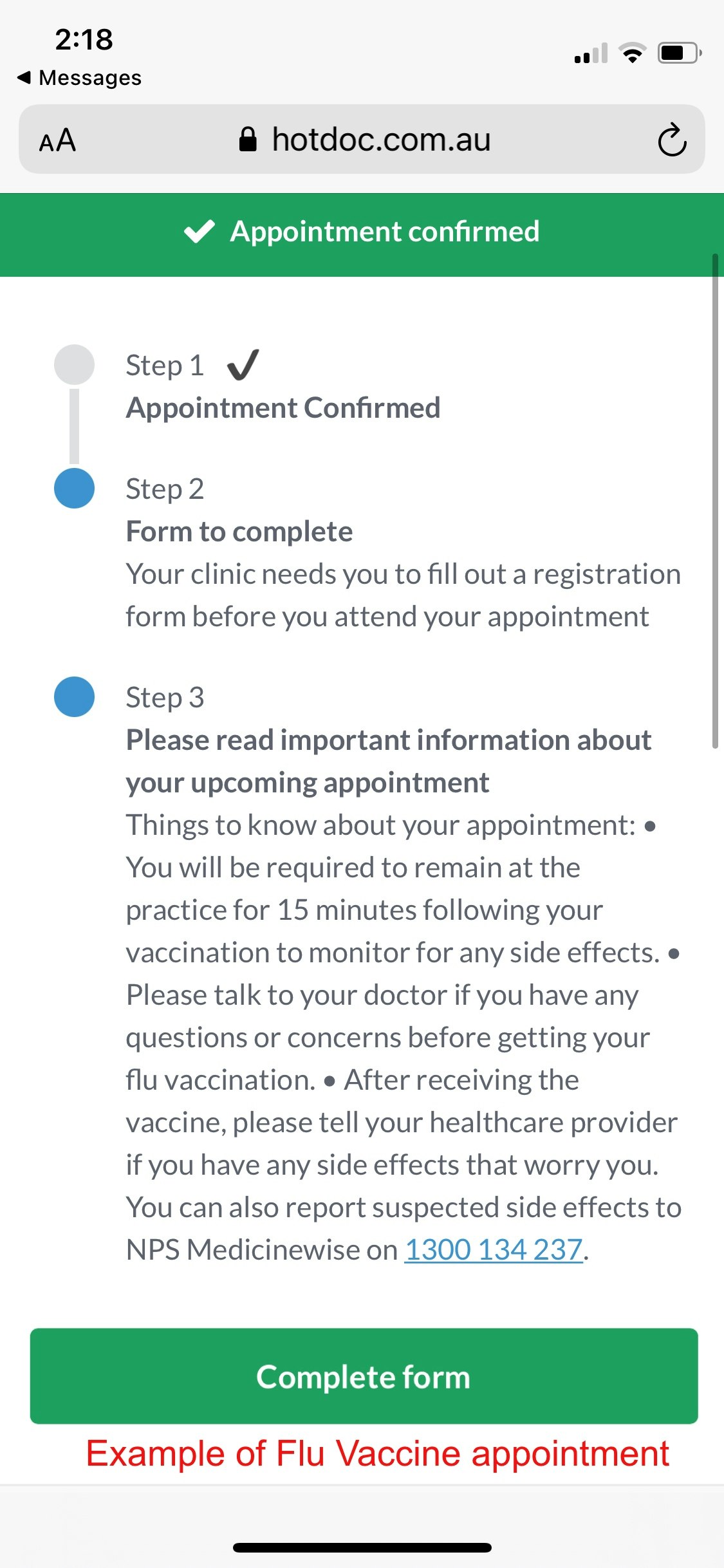 4. Once appointment reminder is confirmed  1.jpeg